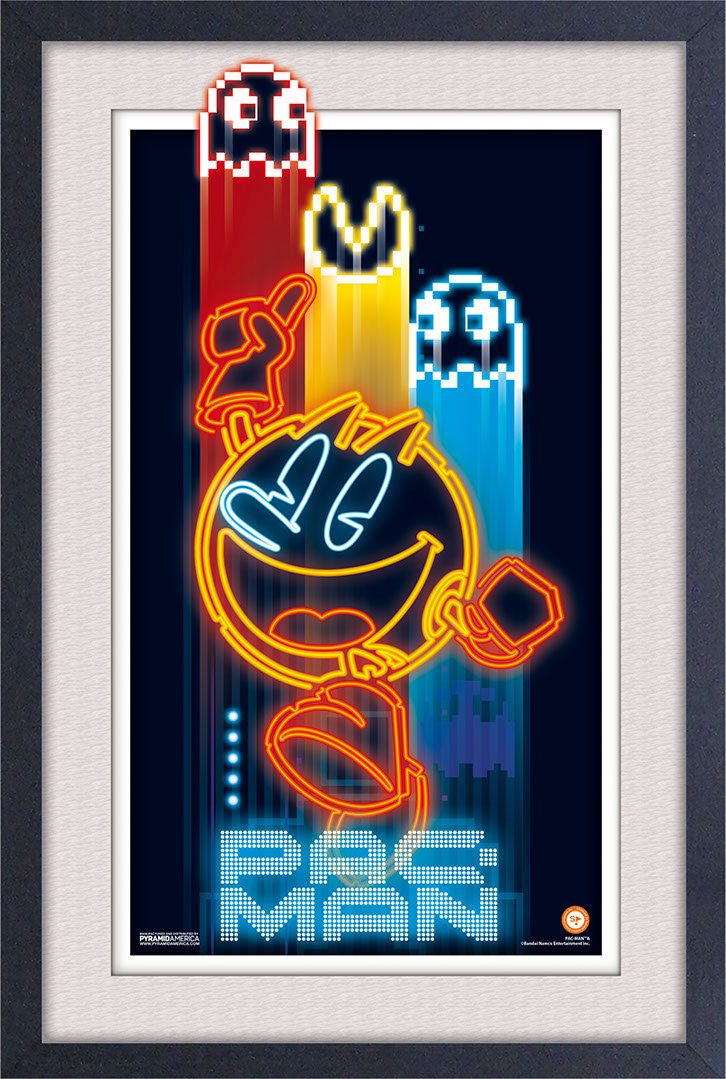 George Oliver Pac-Man- Neon 11x17 Under Plexi Framed Poster | Wayfair